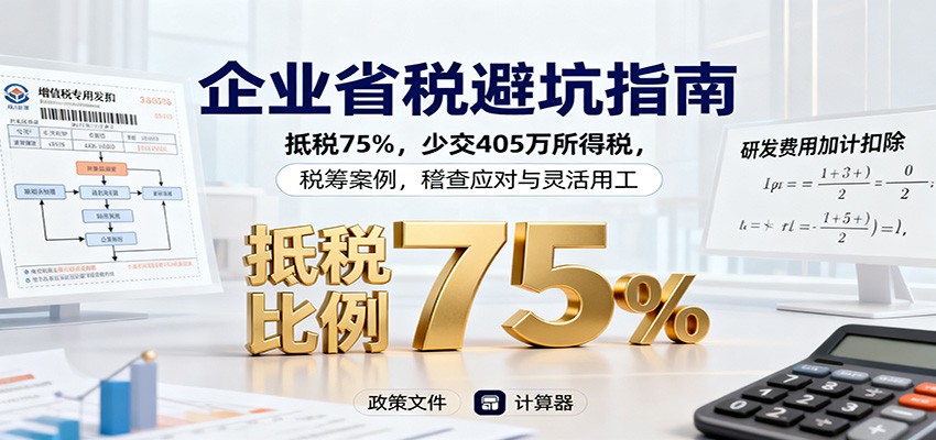 企业省税避坑指南：抵税75%，少交405万所得税，税筹案例，稽查应对与灵活用工-卿云社