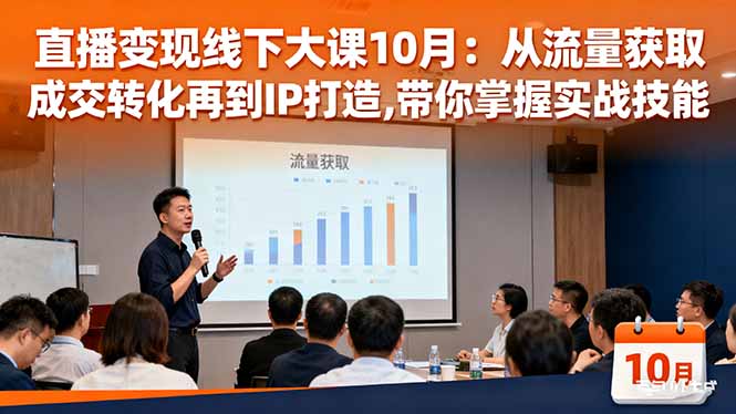 直播变现线下大课10月：从流量获取到成交转化再到IP打造,带你掌握实战技能-卿云社