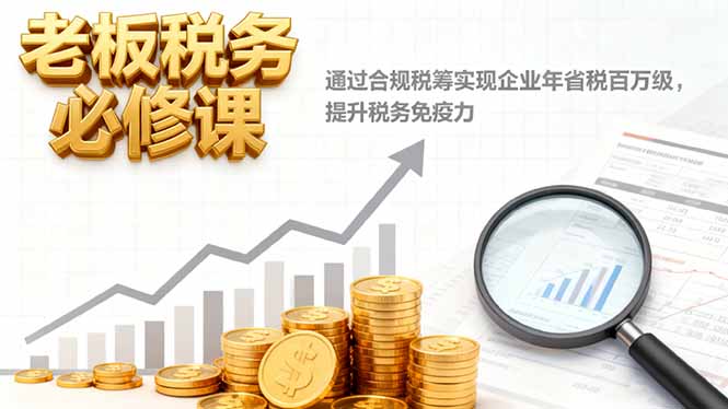 老板税务必修课，通过合规税筹实现企业年省税百万级，提升税务免疫力-卿云社