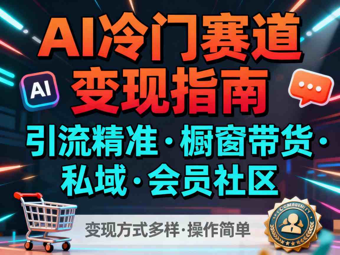 AI冷门赛道，引流精准，橱窗带货+私域+会员社区，变现方式多样，操作简单-卿云社