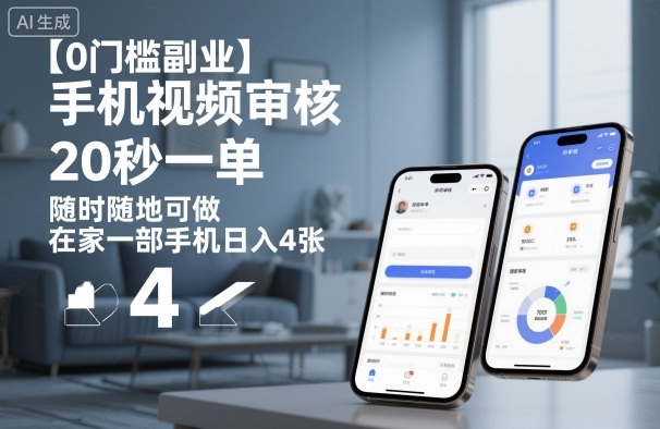【0门槛副业】手机视频审核，20秒一单，随时随地可做，在家一部手机日入4张【揭秘】-卿云社