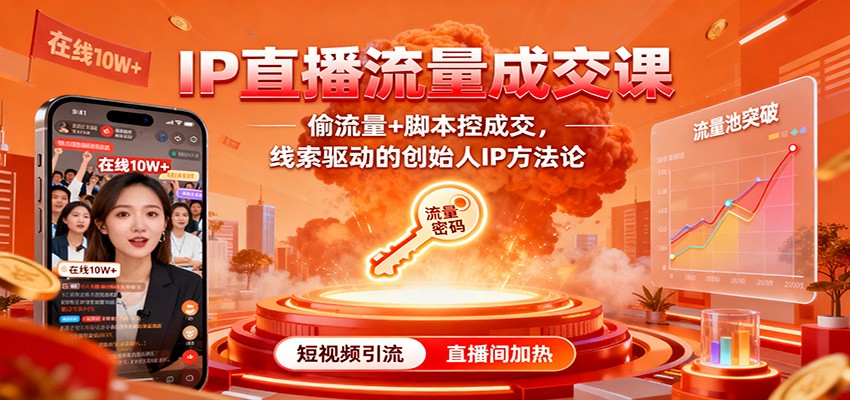IP直播流量成交课：偷流量+脚本控成交，线索驱动的创始人IP方法论-卿云社