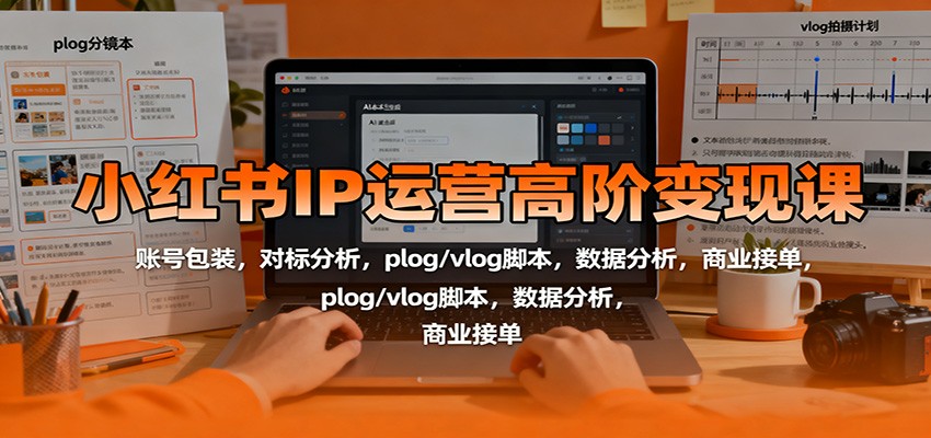 小红书IP运营高阶变现课：账号包装，对标分析，plog/vlog脚本，数据分析，商业接单-卿云社