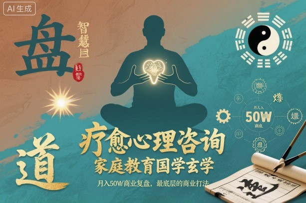 疗愈心理咨询，家庭教育国学玄学，月入50个商业复盘，最底层的商业打法-卿云社