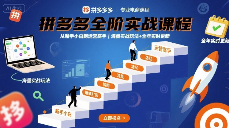 拼多多全阶实战课程，从新手小白到运营高手，海量实战玩法+全年实时更新【2025年10月更新】-卿云社
