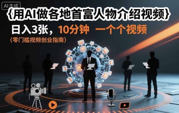 用AI做各地首富人物介绍视频，日入3张，10分钟一个视频-卿云社
