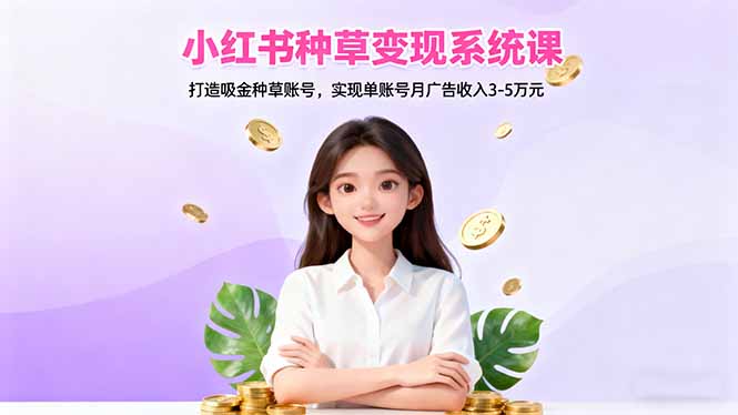 小红书种草变现系统课：打造吸金种草账号，实现单账号月广告收入3-5万元-卿云社