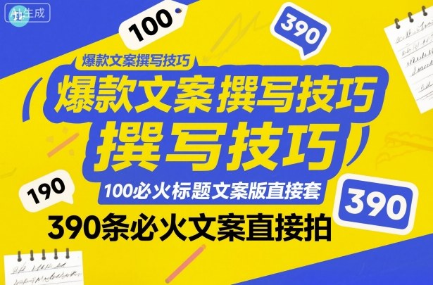 爆款文案撰写技巧，100个必火标题文案模版直接套，390条必火文案直接拍-卿云社
