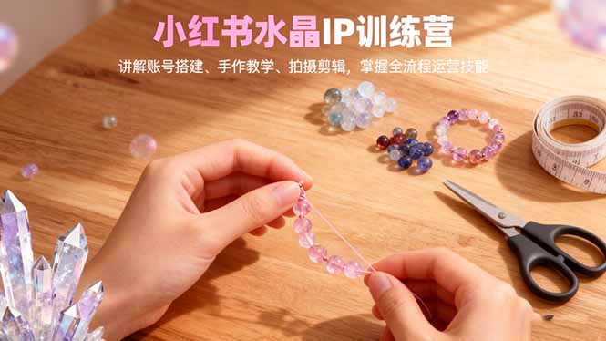 小红书水晶IP训练营，讲解账号搭建、手作教学、拍摄剪辑，全流程运营技能-卿云社
