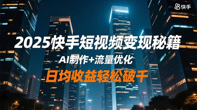 2025快手短视频变现秘籍，AI制作+流量优化，日均收益轻松破千-卿云社