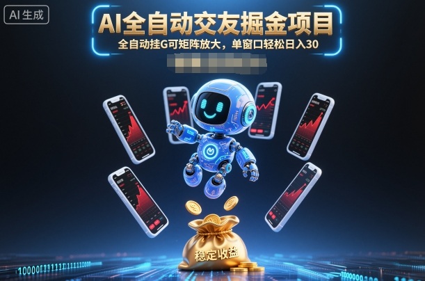 AI全自动交友掘金项目，全自动挂G可矩阵放大，单窗口轻松日入30+【揭秘】-卿云社