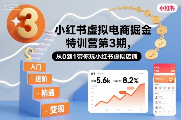 小红书虚拟电商掘金特训营第3期，从0到1带你玩小红书虚拟店铺-卿云社