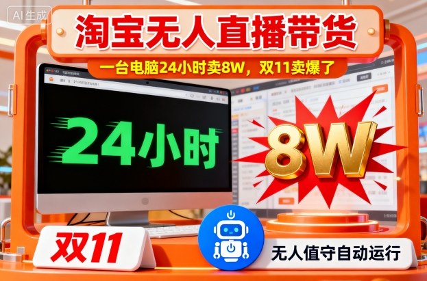 淘宝无人直播带货，一台电脑214小时卖8W，双11卖爆了【揭秘】-卿云社