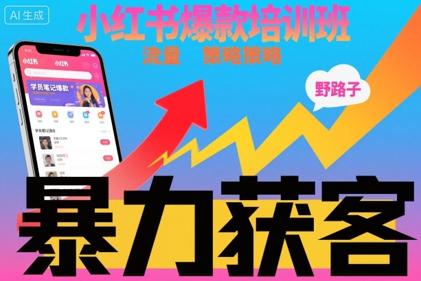 小红书爆款培训班，小红书获客野路子流量打法，暴力持续获客-卿云社