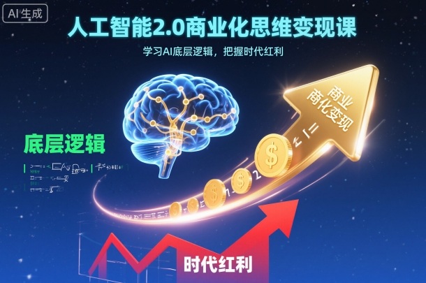 人工智能2.0商业化思维变现课，学习AI底层逻辑，把握时代红利-卿云社