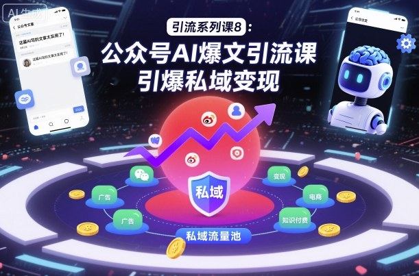 引流系列课8：公众号AI爆文引流课，引爆私域变现-卿云社
