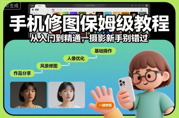 手机修图保姆级教程，从入门到精通，摄影新手别错过-卿云社