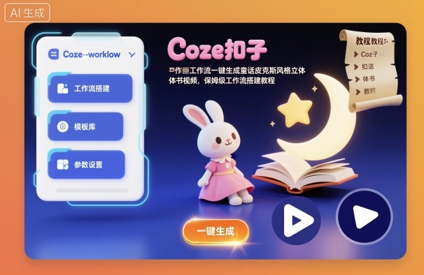 Coze扣子工作流一键生成童话皮克斯风格立体书视频，保姆级工作流搭建教程-卿云社