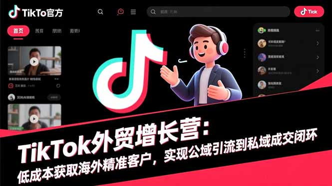 TikTok外贸增长营：低成本获取海外精准客户，实现公域引流到私域成交闭环-卿云社