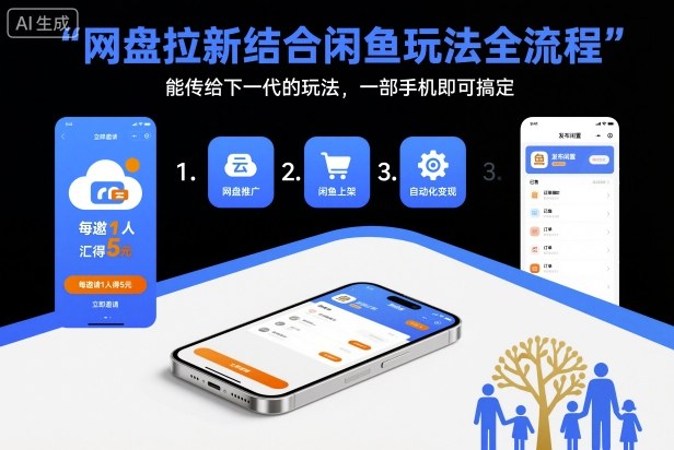 网盘拉新结合闲鱼玩法全流程，能传给下一代的玩法，一部手机即可搞定(附入口渠道以及实操教程)-卿云社