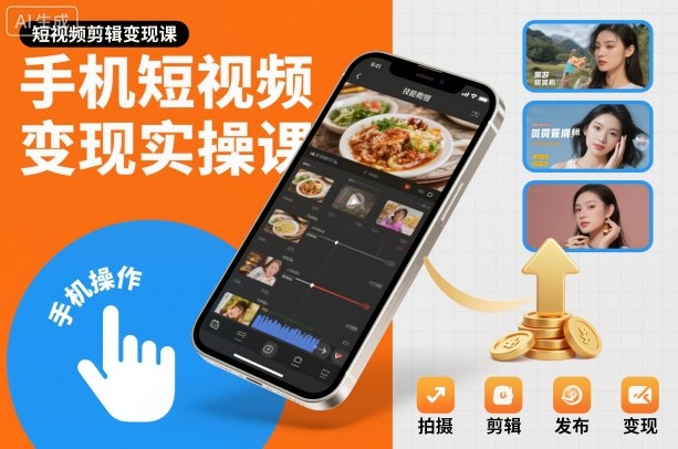 手机短视频变现实操课，短视频剪辑变现课-卿云社