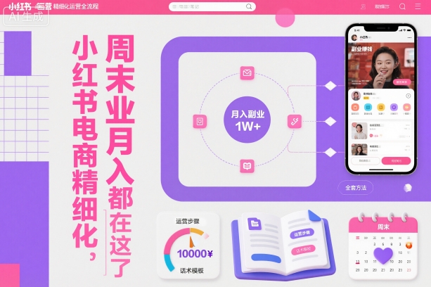 小红书电商精细化运营全流程，周末副业月入1W+，全套方法都在这了-卿云社
