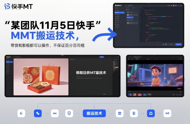 某团队11月5日快手MT搬运技术，带货和影视都可以操作，不保证百分百同框，自测-卿云社