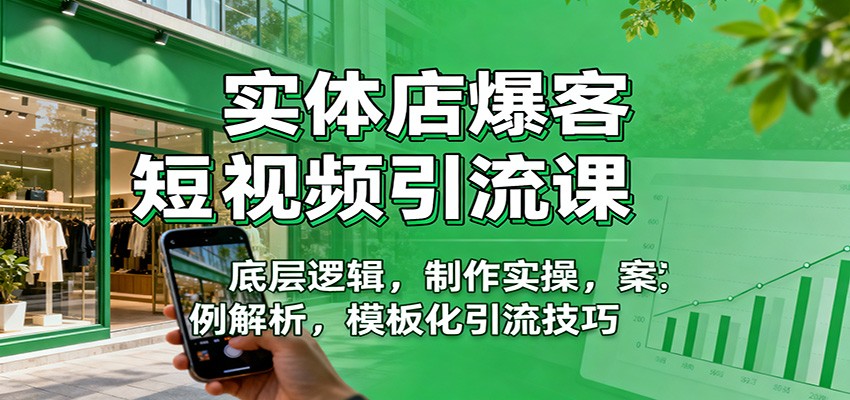 实体店爆客短视频引流课：底层逻辑，制作实操，案例解析，模板化引流技巧-卿云社