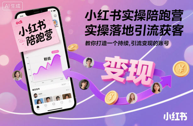 小红书实操陪跑营，实操落地引流获客，教你打造一个持续引流变现的账号-卿云社