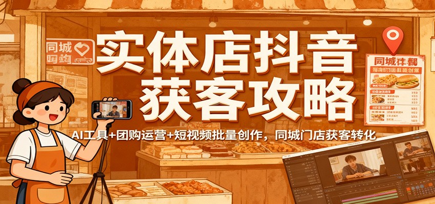 实体店抖音获客攻略：AI工具+团购运营+短视频批量创作，同城门店获客转化-卿云社