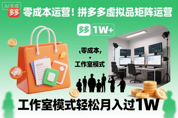零成本运营！拼多多虚拟品矩阵运营，工作室模式轻松月入过1W-卿云社