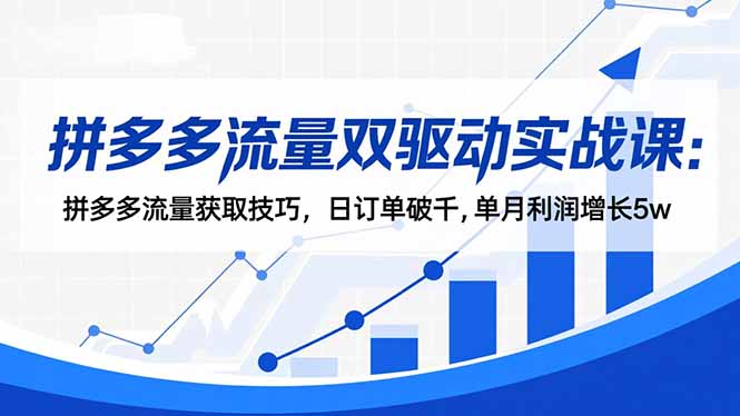 拼多多流量双驱动实战课：拼多多流量获取技巧，日订单破千,单月利润增长5w-卿云社
