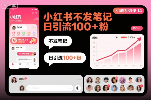 引流系列课14：小红书不发笔记日引流100+粉-卿云社