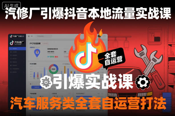 汽修厂引爆抖音本地流量实战课，汽车服务类全套自运营打法-卿云社