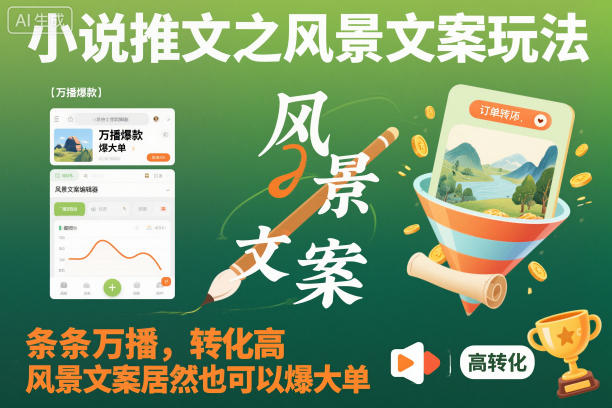 小说推文之风景文案玩法，条条万播，转化高，风景文案居然也可以爆大单！-卿云社