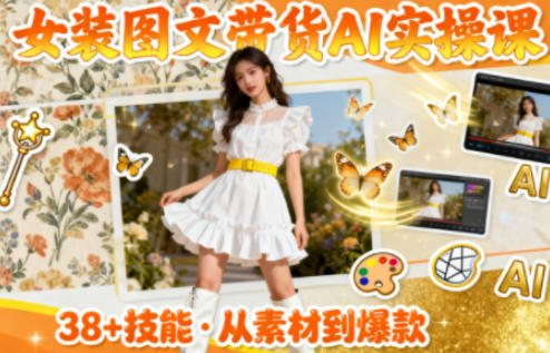 女装图文带货的AI实操课，覆盖38个实用技能，快速提升素材制作效率-卿云社