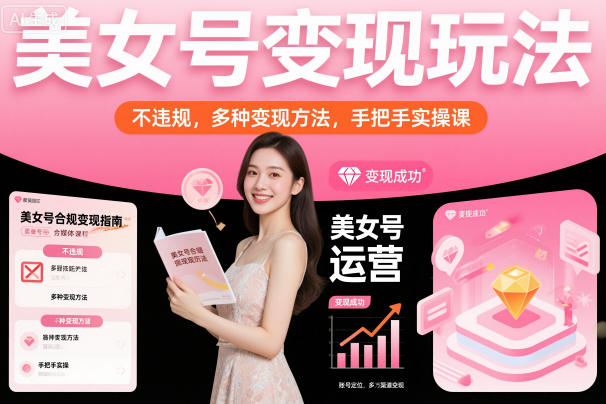 美女号变现玩法，不违规，多种变现方法，手把手实操课-卿云社