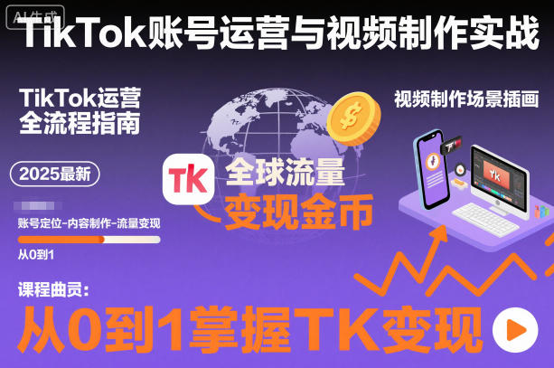 2025最新TikTok账号运营与视频制作实战全流程，从0到1掌握TK变现(含11月最新TK搬运技术)-卿云社