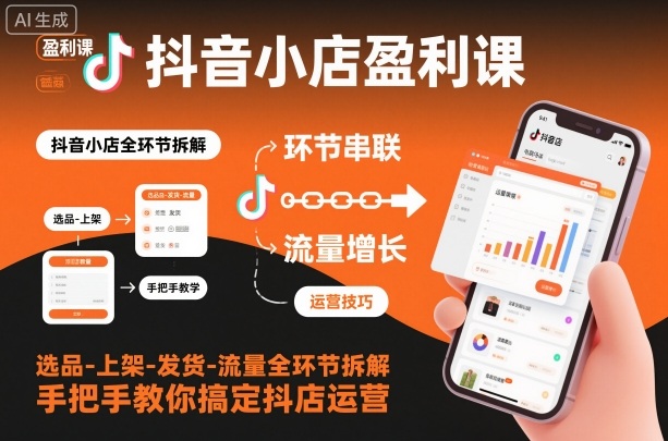 抖音小店盈利课-选品-上架-发货-流量全环节拆解，手把手教你搞定抖店运营-卿云社
