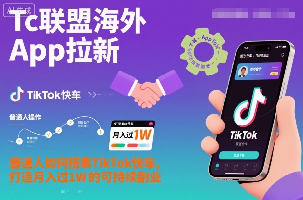 Tc联盟海外App拉新：普通人如何搭乘TikTok快车，打造月入过1W的可持续副业-卿云社