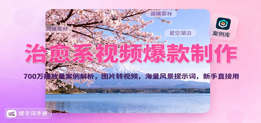 治愈系视频爆款制作，700万播放量案例解析，图片转视频，海量风景提示词，新手直接用-卿云社