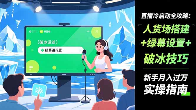 直播冷启动全攻略:人货场搭建+绿幕设置+破冰技巧，新手月入过万实操指南-卿云社