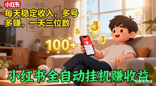 小红书自动挂G賺收益，每天稳定收入，多号多賺，一天三位数【揭秘】-卿云社