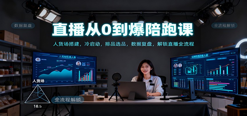 直播从0到爆陪跑课：人货场搭建，冷启动，排品选品，数据复盘，解锁直播全流程-卿云社