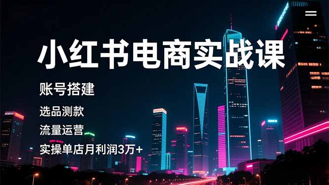 小红书电商实战课，账号搭建，选品测款，流量运营，实操月利润3万+-卿云社