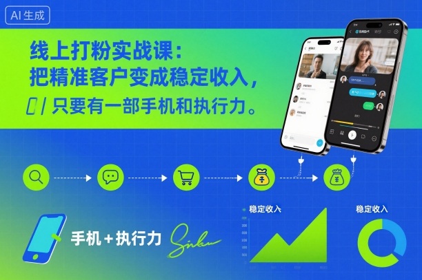 线上打粉实战课：把精准客户变成稳定收入，只要有一部手机和执行力-卿云社