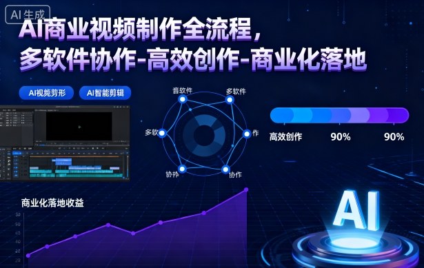 AI商业视频制作全流程，多软件协作-高效创作-商业化落地-卿云社