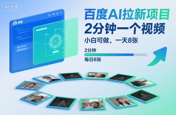 百度AI拉新项目，2分钟一个视频，小白可做，一天8张【附案例+保姆级教程】-卿云社