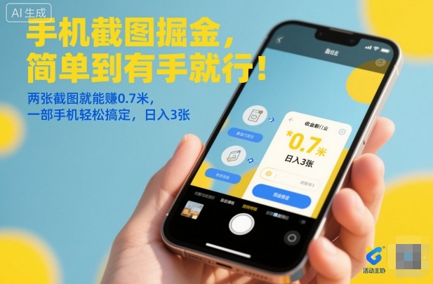 手机截图掘金，简单到有手就行！两张截图就能賺0.7米，一部手机轻松搞定，日入3张【揭秘】-卿云社