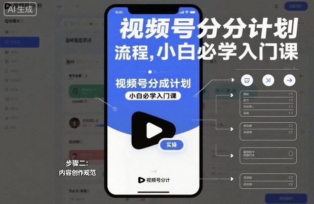视频号分成计划实操流程，小白必学入门课-卿云社